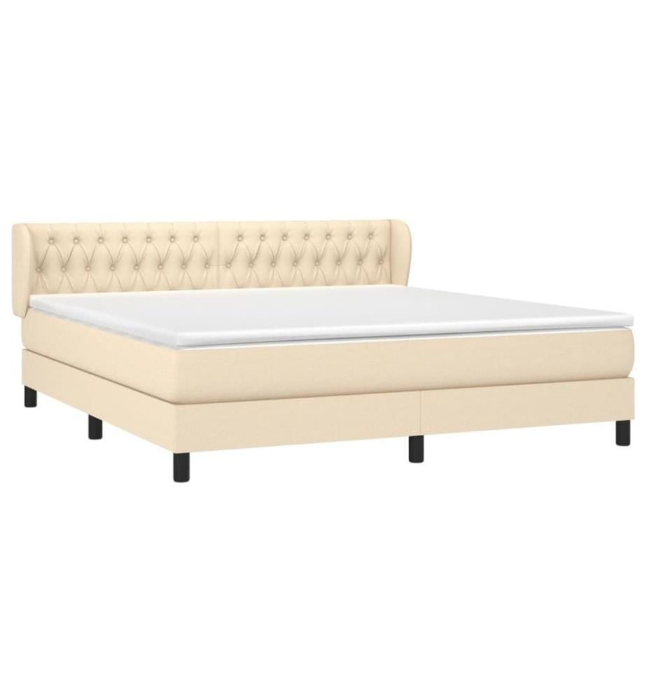 Boxspringbett mit Matratze Creme 180x200 cm Stoff