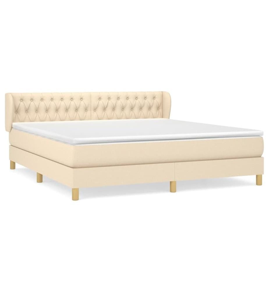Boxspringbett mit Matratze Creme 180x200 cm Stoff