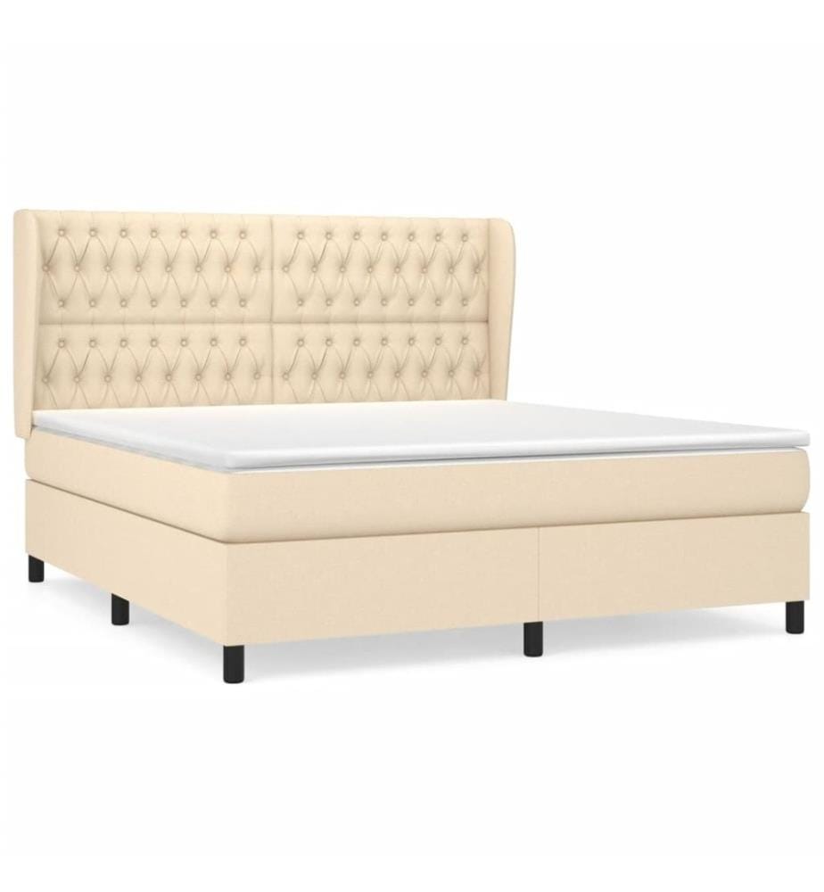 Boxspringbett mit Matratze Creme 180x200 cm Stoff