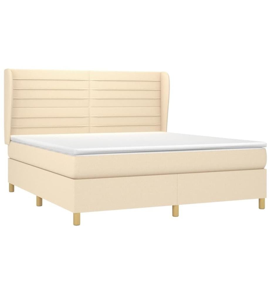 Boxspringbett mit Matratze Creme 180x200 cm Stoff