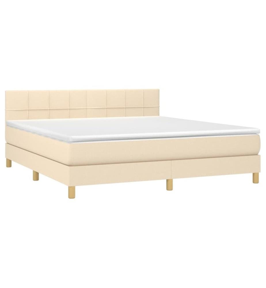 Boxspringbett mit Matratze & LED Creme 180x200 cm Stoff