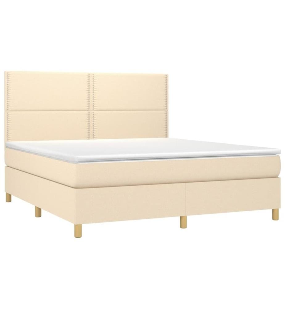 Boxspringbett mit Matratze & LED Creme 180x200 cm Stoff