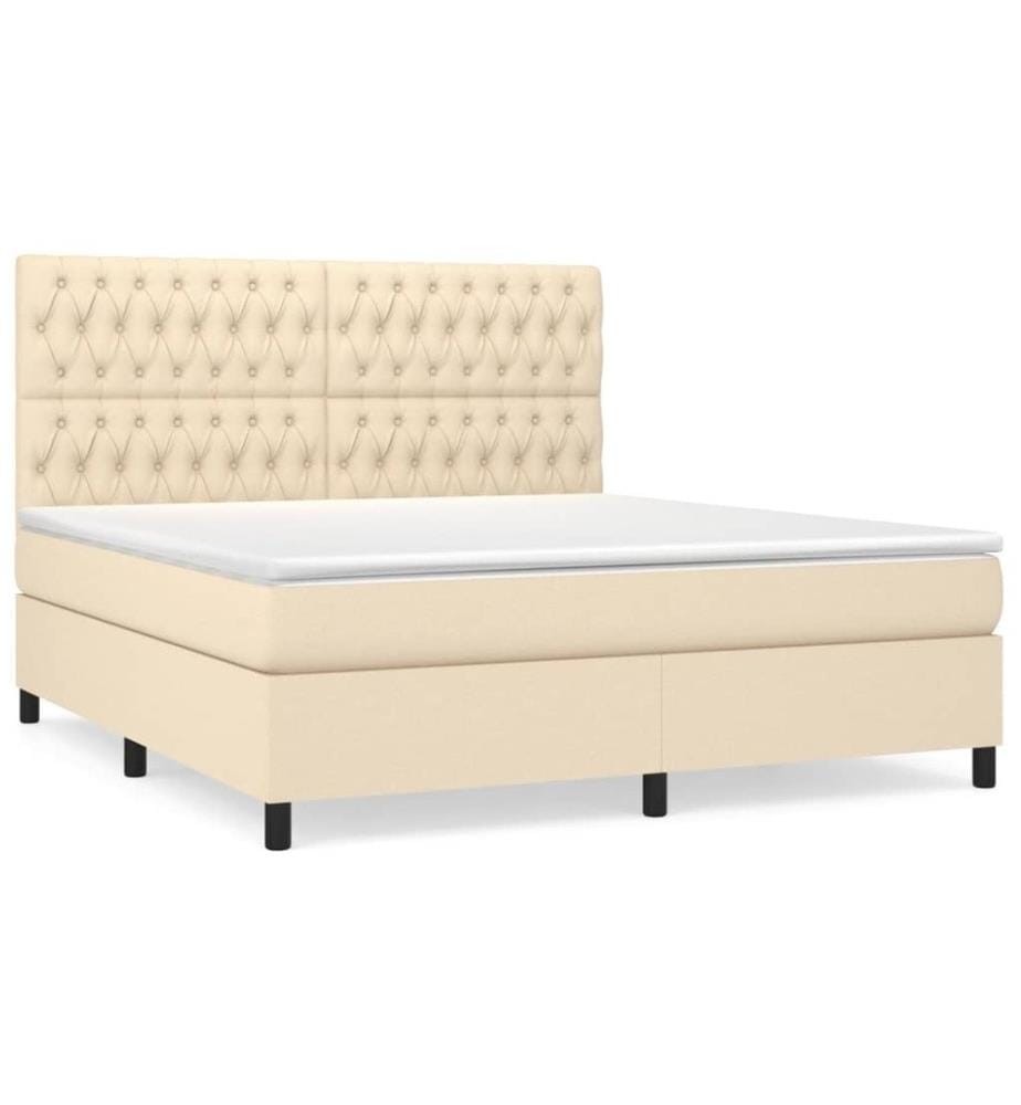 Boxspringbett mit Matratze Creme 180x200 cm Stoff