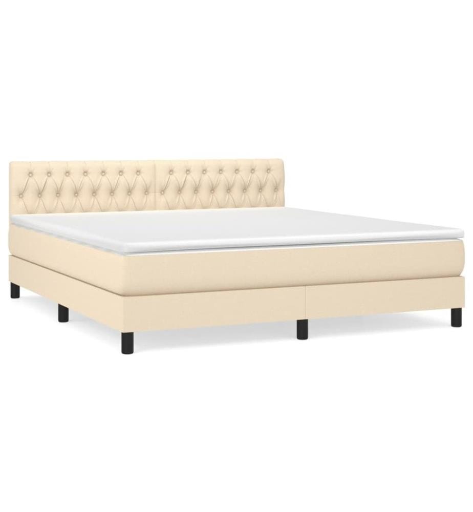 Boxspringbett mit Matratze Creme 180x200 cm Stoff