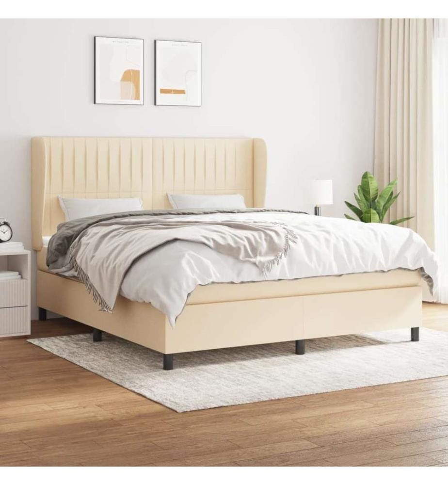Boxspringbett mit Matratze Creme 160x200 cm Stoff