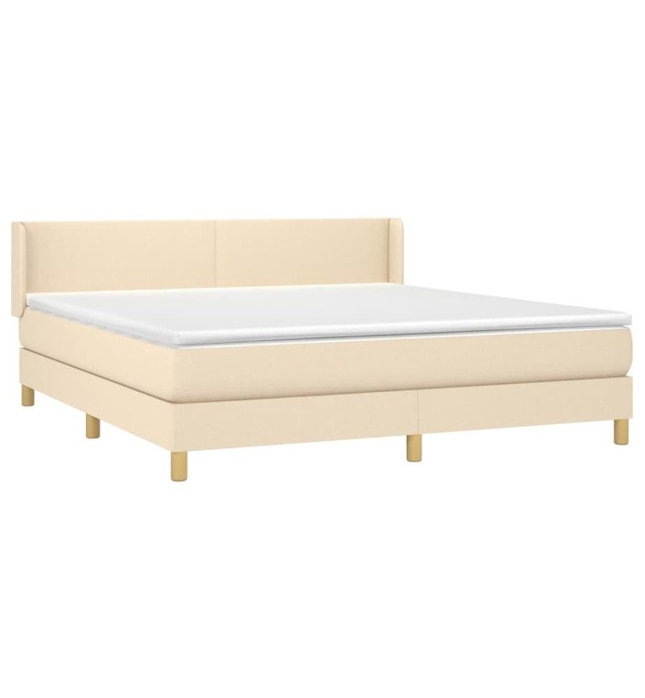 Boxspringbett mit Matratze Creme 180x200 cm Stoff