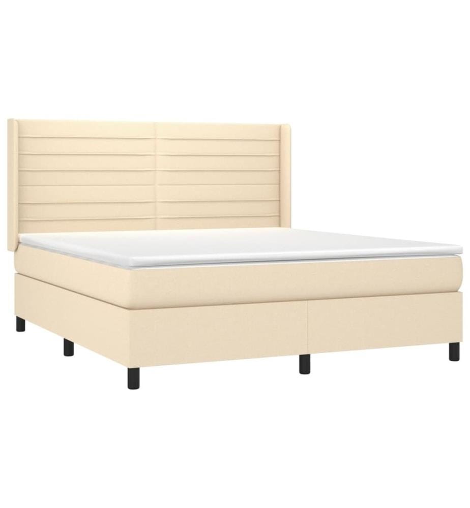 Boxspringbett mit Matratze Creme 160x200 cm Stoff
