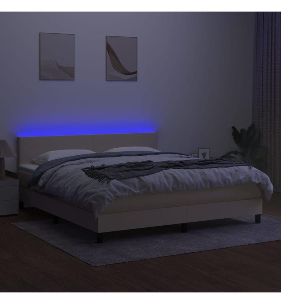 Boxspringbett mit Matratze & LED Creme 180x200 cm Stoff