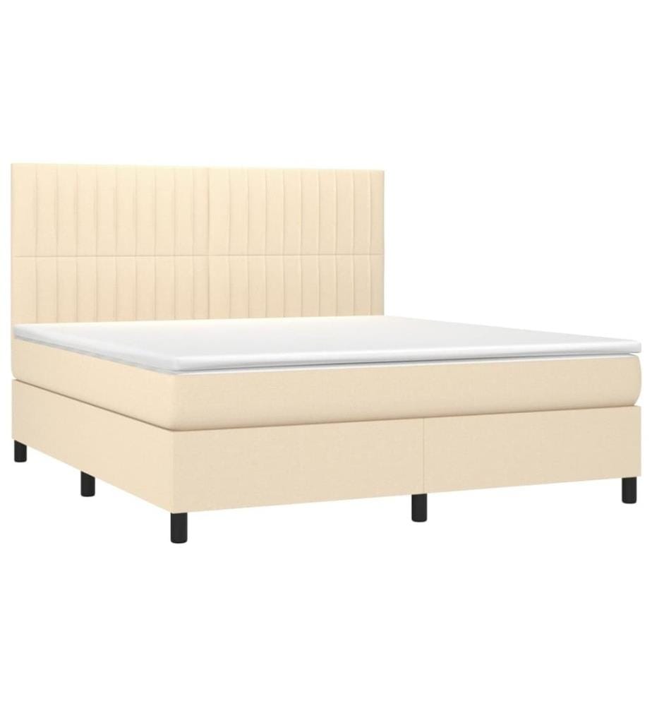 Boxspringbett mit Matratze & LED Creme 180x200 cm Stoff