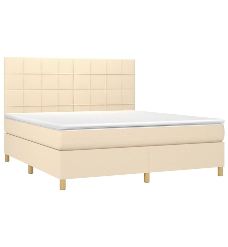 Boxspringbett mit Matratze & LED Creme 180x200 cm Stoff