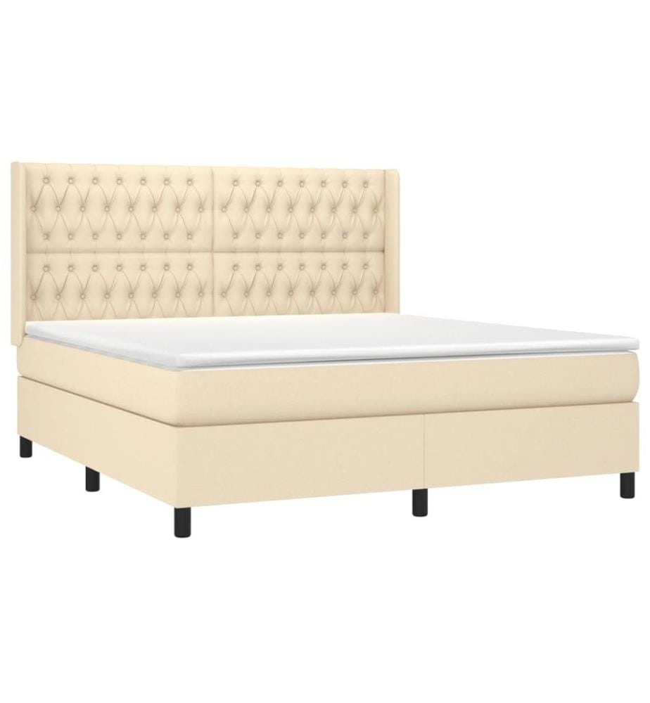 Boxspringbett mit Matratze & LED Creme 180x200 cm Stoff