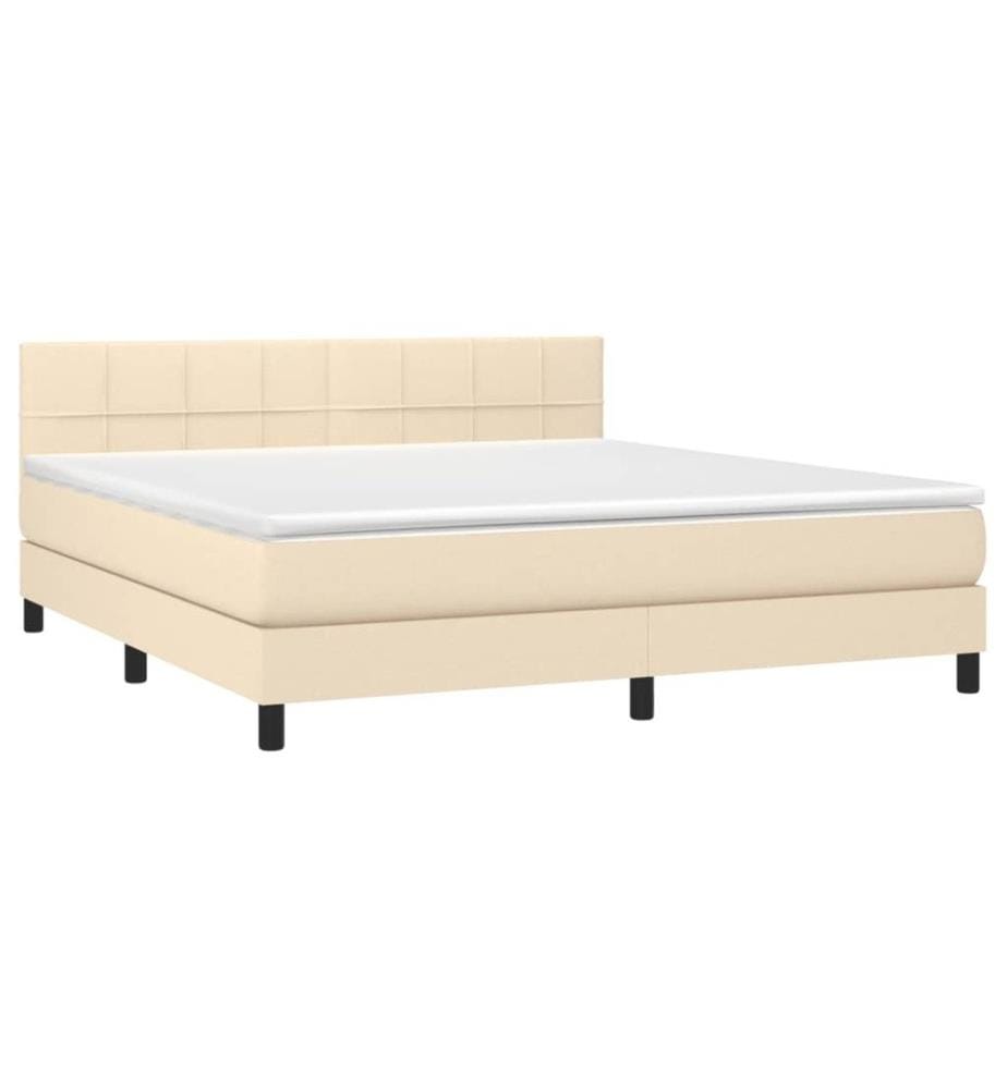 Boxspringbett mit Matratze Creme 180x200 cm Stoff