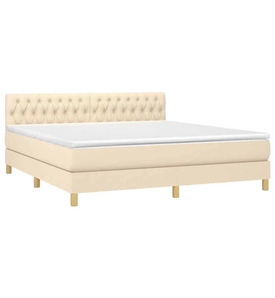Boxspringbett mit Matratze Creme 180x200 cm Stoff