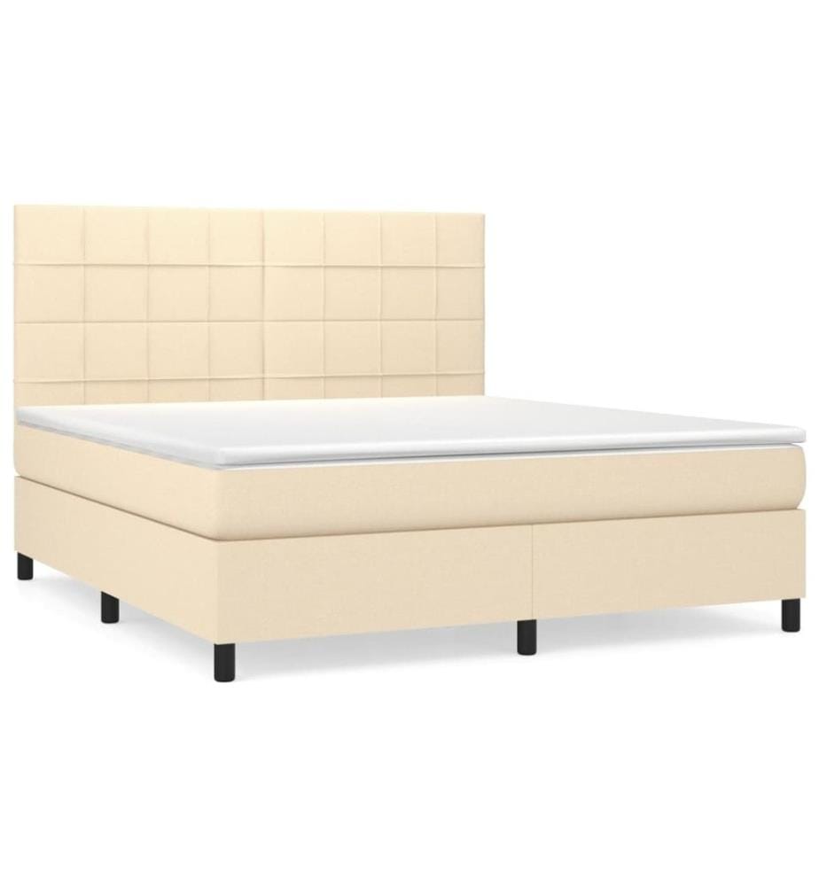 Boxspringbett mit Matratze Creme 160x200 cm Stoff