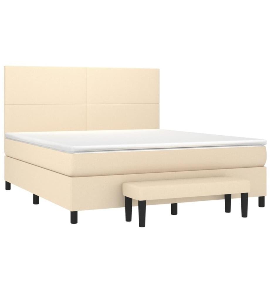 Boxspringbett mit Matratze Creme 160x200 cm Stoff