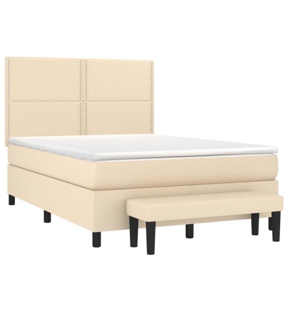 Boxspringbett mit Matratze Creme 140x190 cm Stoff
