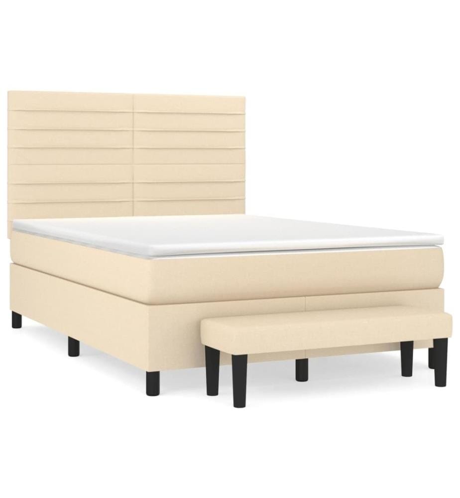 Boxspringbett mit Matratze Creme 140x200 cm Stoff