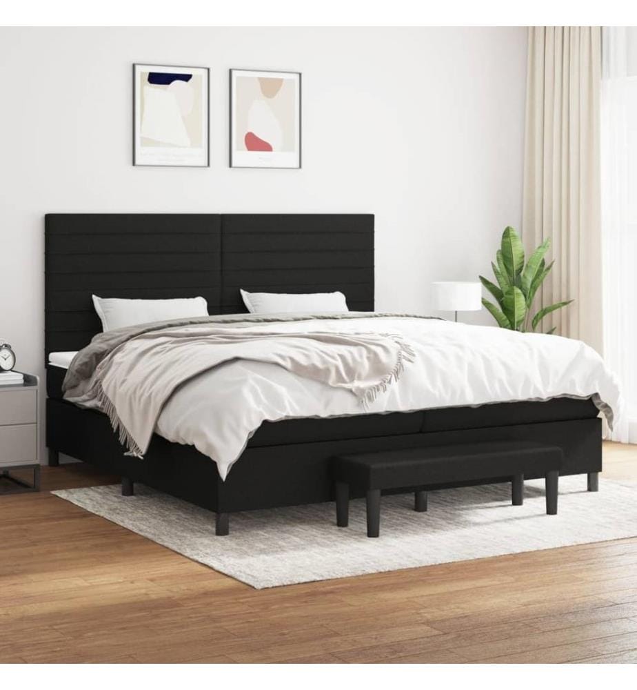 Boxspringbett mit Matratze Schwarz 200x200 cm Stoff