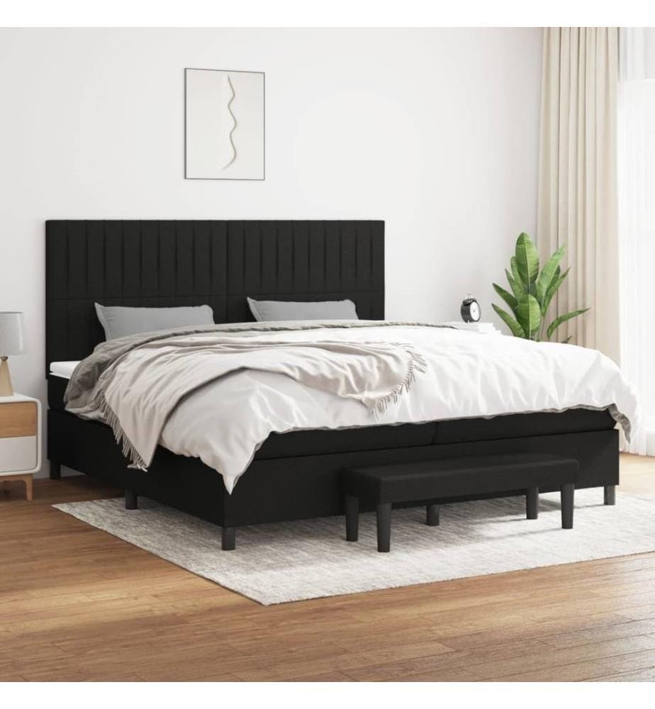 Boxspringbett mit Matratze Schwarz 200x200 cm Stoff