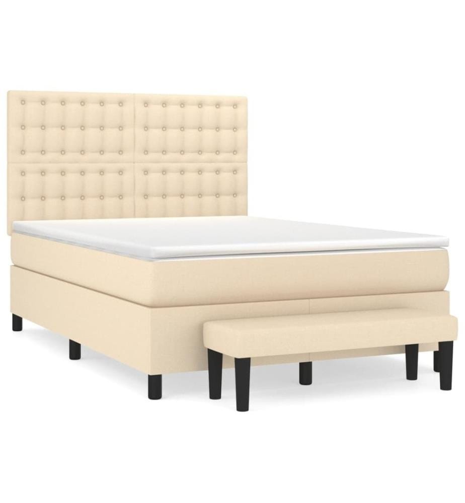 Boxspringbett mit Matratze Creme 140x190 cm Stoff