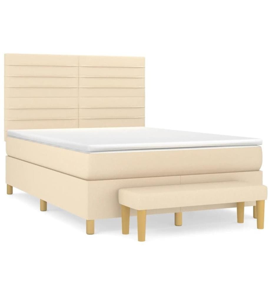 Boxspringbett mit Matratze Creme 140x190 cm Stoff