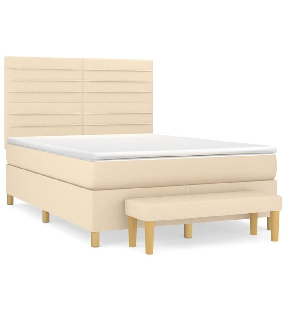 Boxspringbett mit Matratze Creme 140x200 cm Stoff