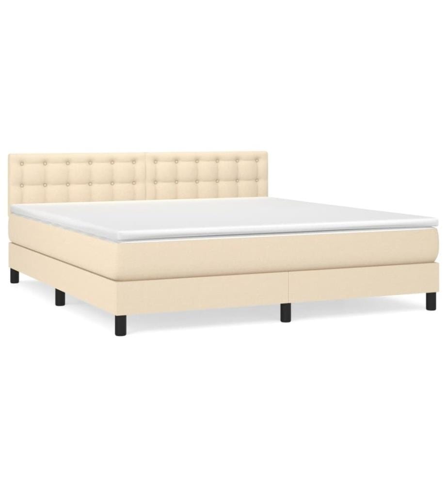 Boxspringbett mit Matratze Creme 160x200 cm Stoff