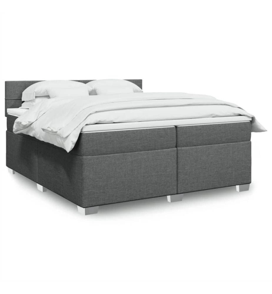 Boxspringbett mit Matratze Dunkelgrau 200x200 cm Stoff