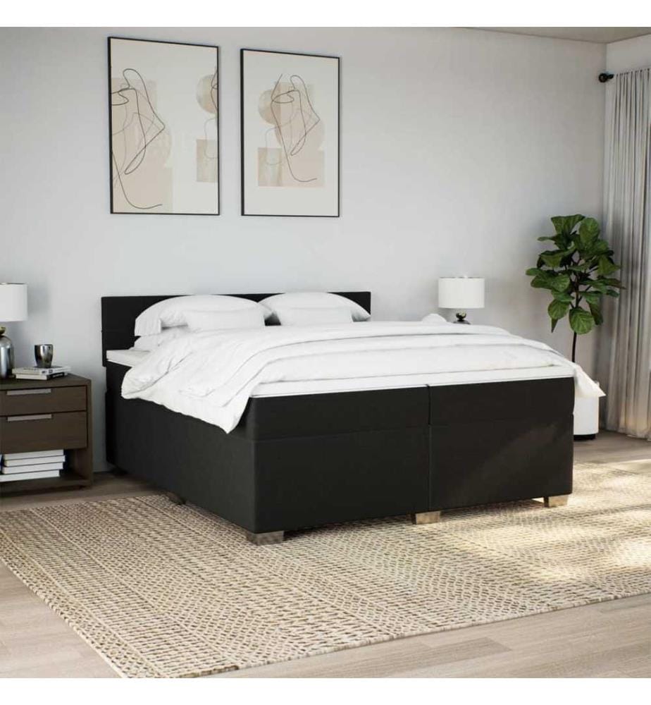 Boxspringbett mit Matratze Schwarz 200x200 cm Stoff