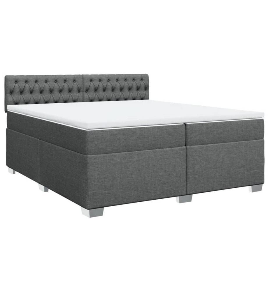 Boxspringbett mit Matratze Dunkelgrau 200x200 cm Stoff