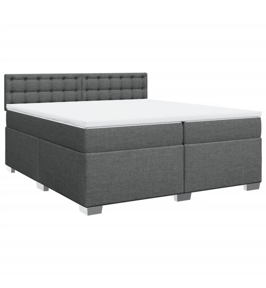Boxspringbett mit Matratze Dunkelgrau 200x200 cm Stoff
