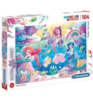 CLEMENTONI -  Puzzle Glitter Meeresgrund 104 tlg.,  , 33.5 x 23.5cm