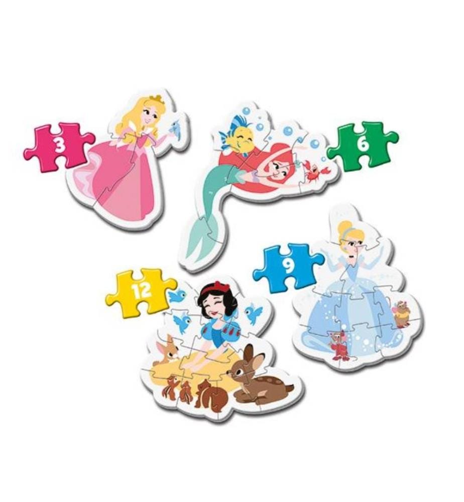 CLEMENTONI -  Mon premier puzzle Princess,  4 puzzles silhouette, Disney Junior