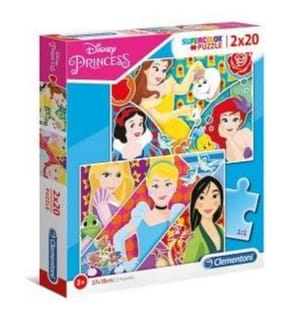 CLEMENTONI -  Puzzle Princess, 2x20 teilig,  2 verschiedene Motive, 27cm x18cm