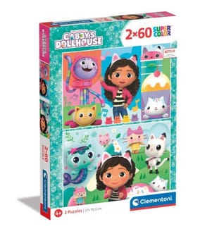 CLEMENTONI -  Puzzle Gabby's Dollhouse 2x60 tlg., 2 verschiedene Motive 27x18cm