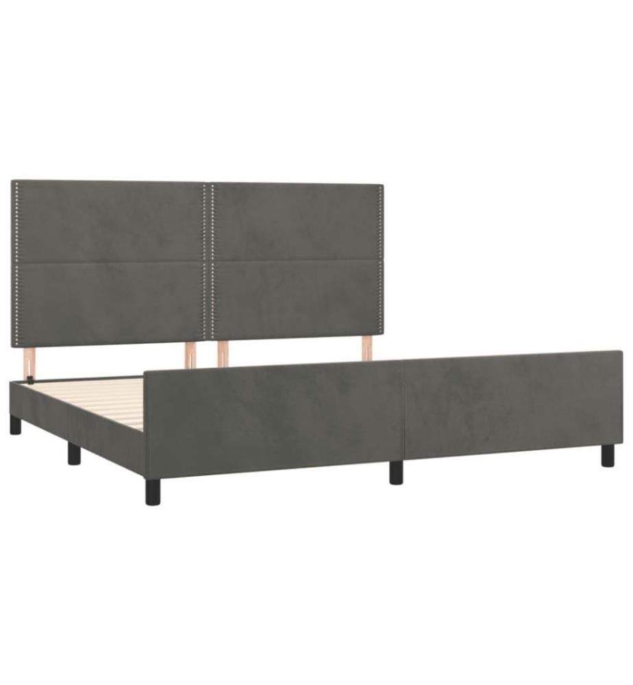 Bettgestell mit Kopfteil Dunkelgrau 200x200 cm Samt