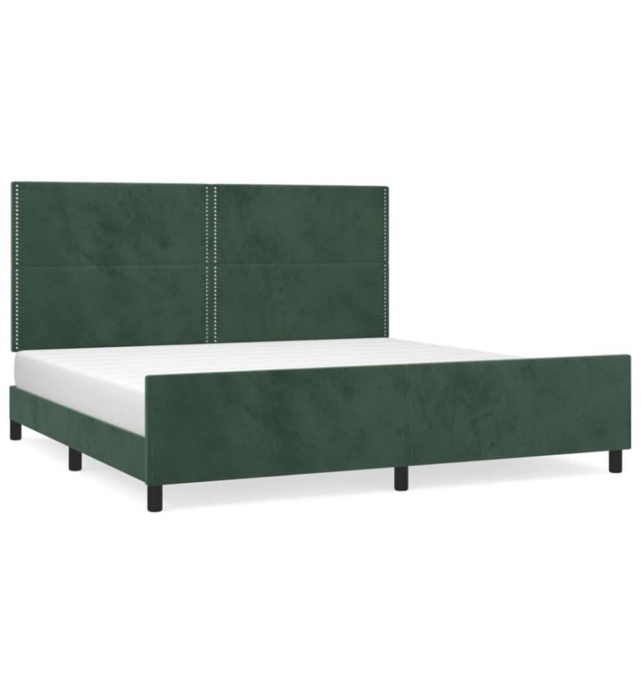Bettgestell mit Kopfteil Dunkelgrün 200x200 cm Samt