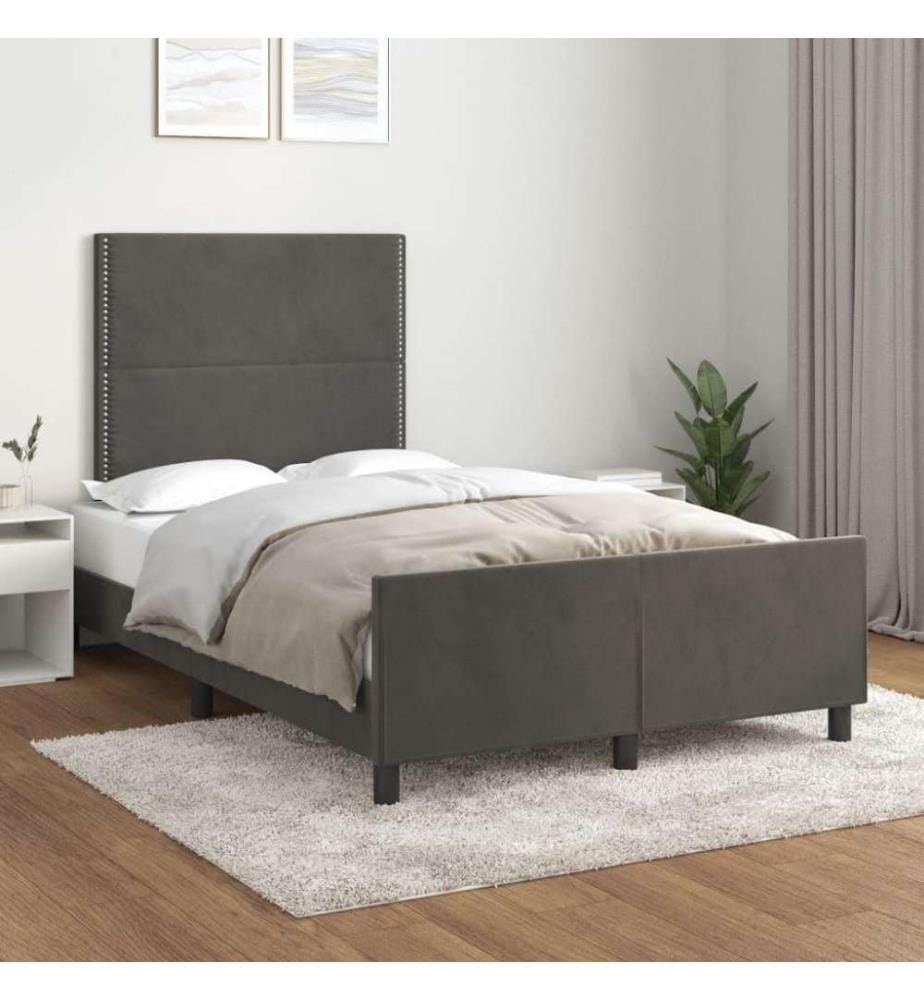 Bettgestell mit Kopfteil Dunkelgrau 120x200 cm Samt