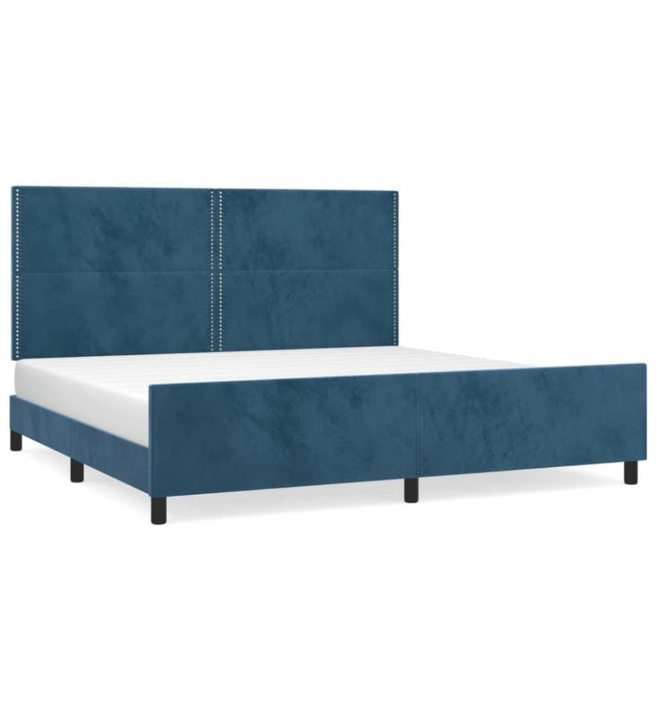 Bettgestell mit Kopfteil Dunkelblau 200x200 cm Samt
