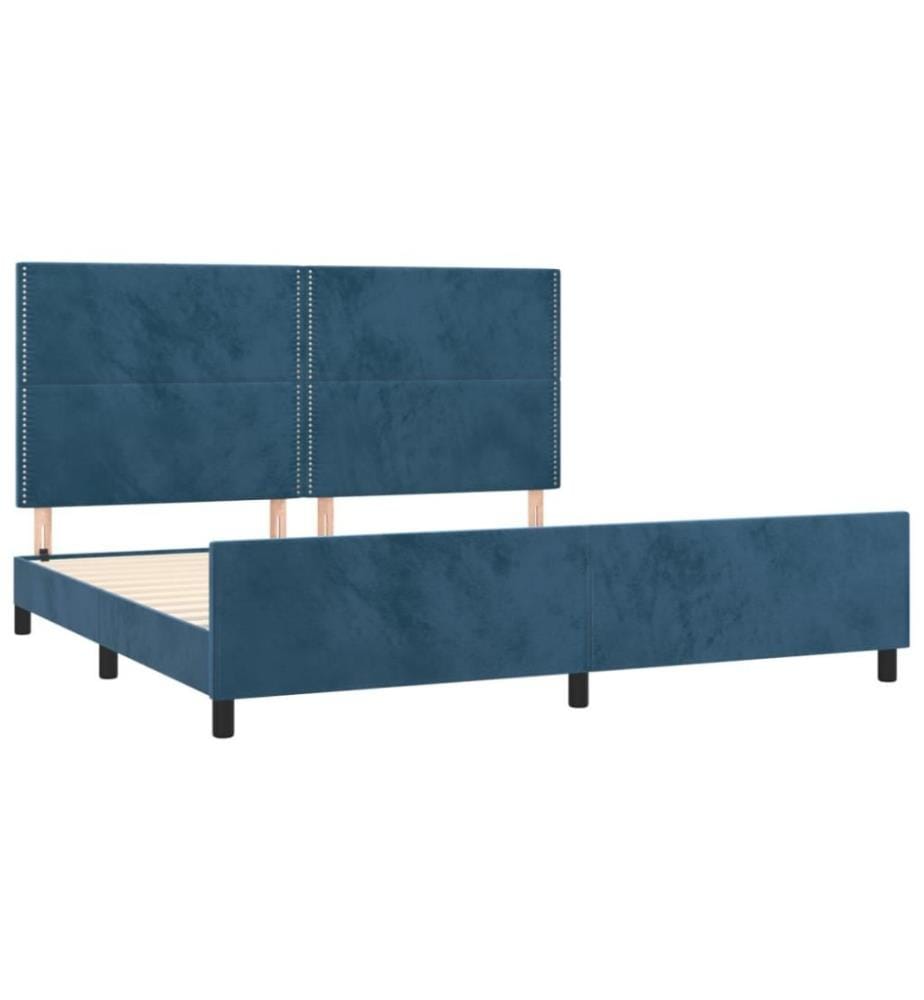 Bettgestell mit Kopfteil Dunkelblau 200x200 cm Samt