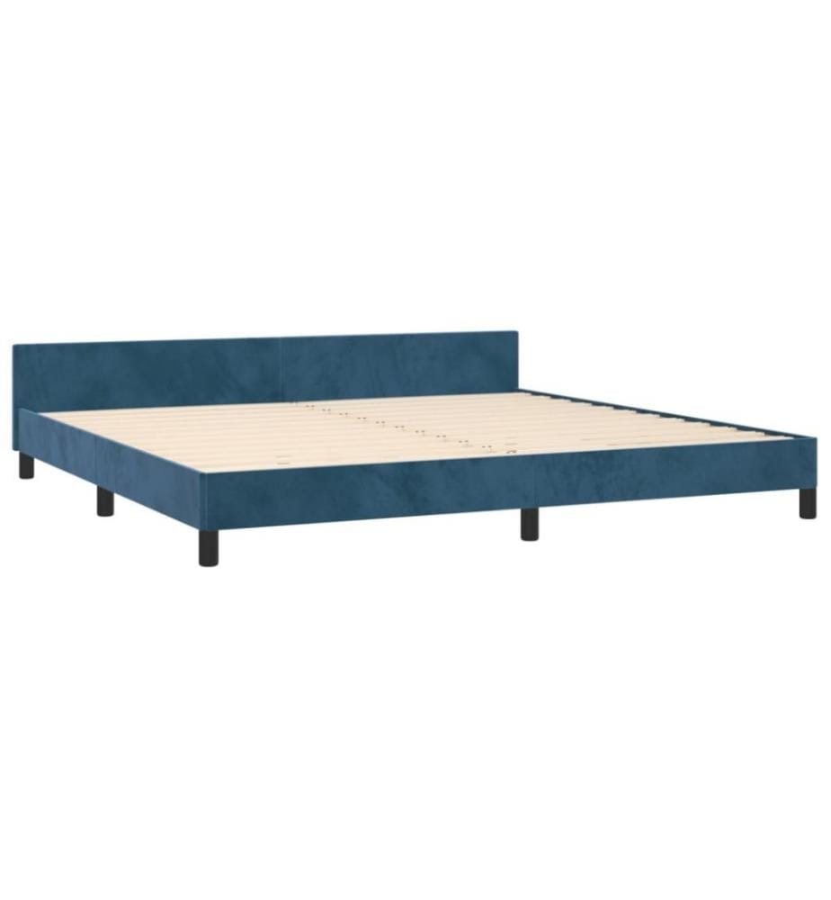 Bettgestell mit Kopfteil Dunkelblau 200x200 cm Samt