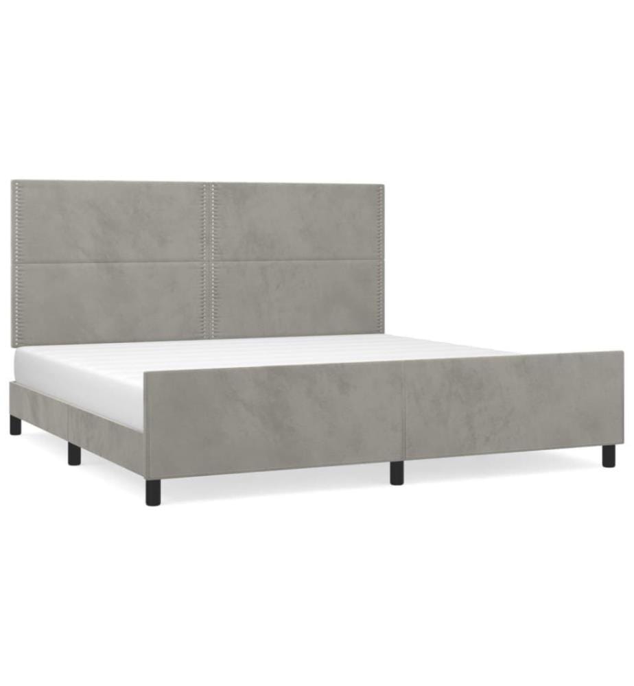 Bettgestell mit Kopfteil Hellgrau 200x200 cm Samt