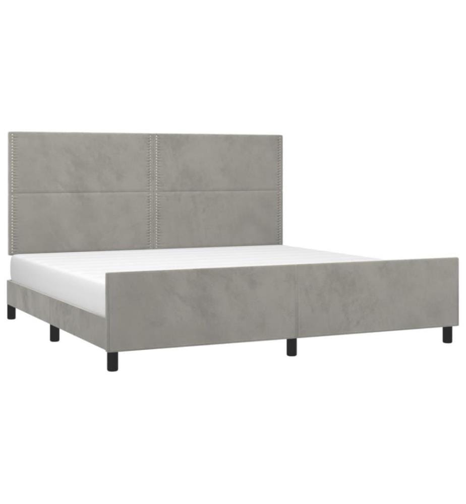 Bettgestell mit Kopfteil Hellgrau 200x200 cm Samt