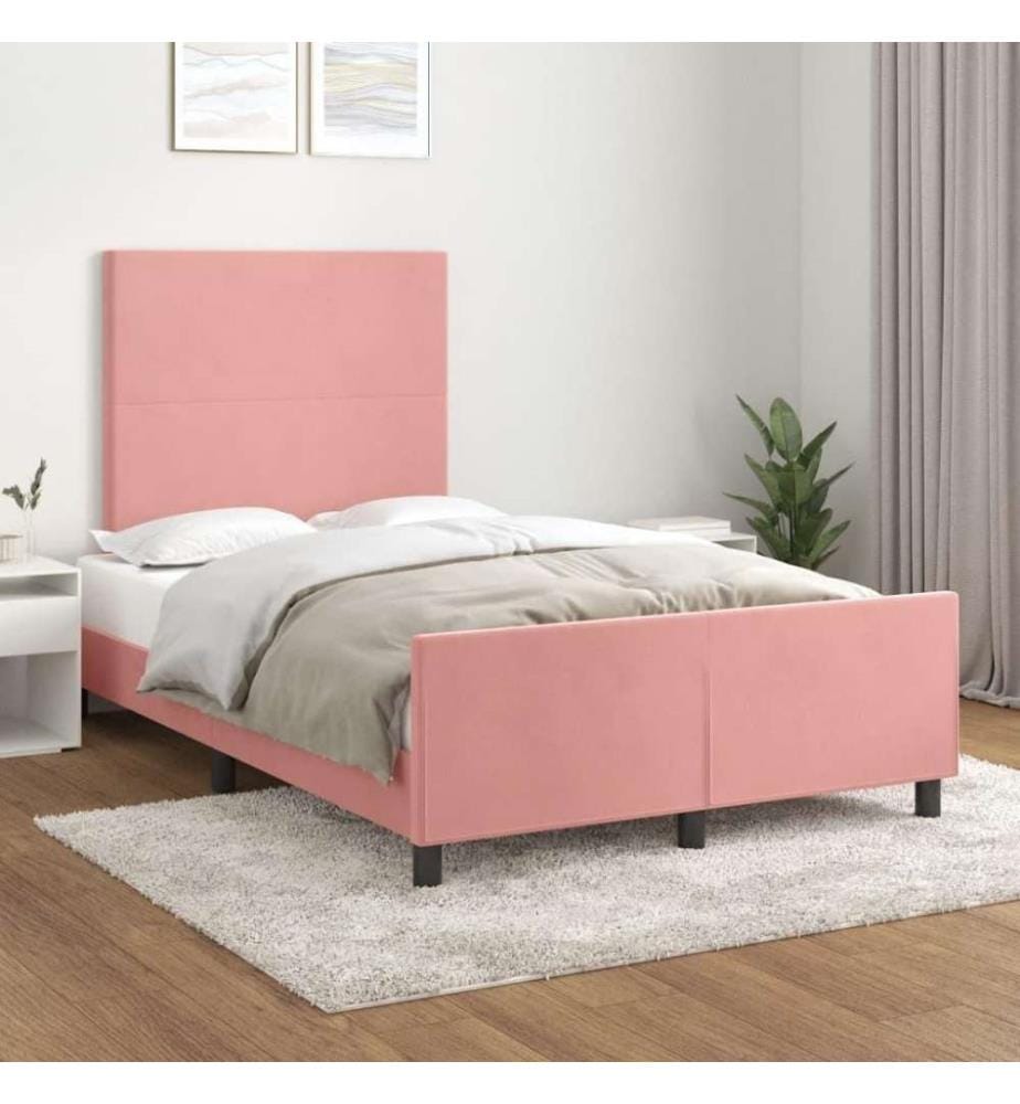 Bettgestell mit Kopfteil Rosa 120x200 cm Samt