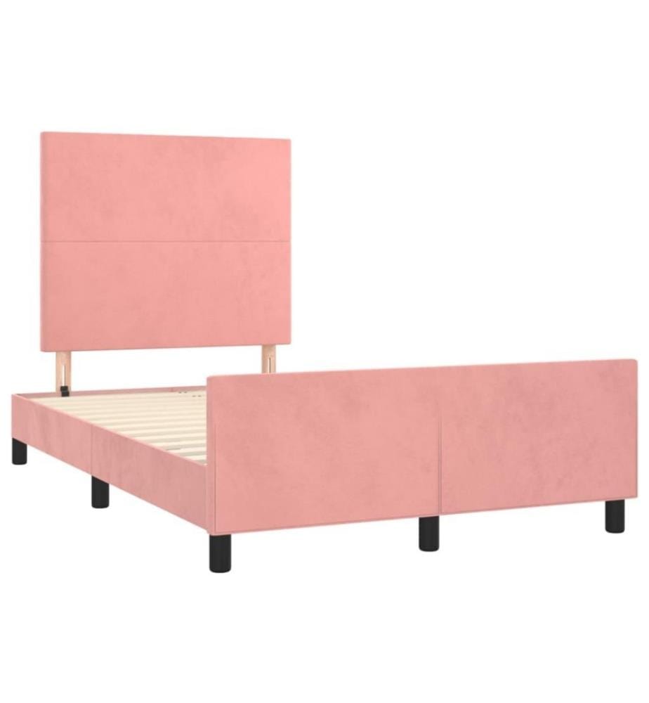 Bettgestell mit Kopfteil Rosa 120x200 cm Samt