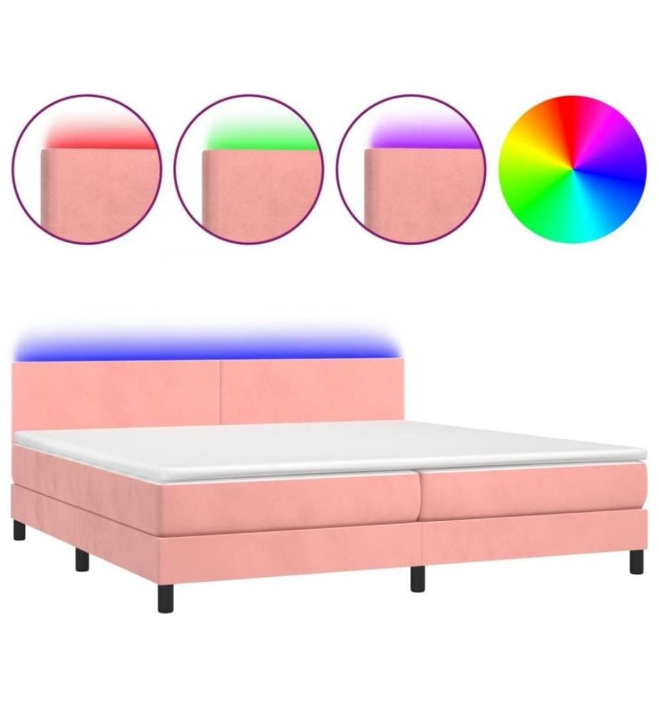 Boxspringbett mit Matratze & LED Rosa 200x200 cm Samt