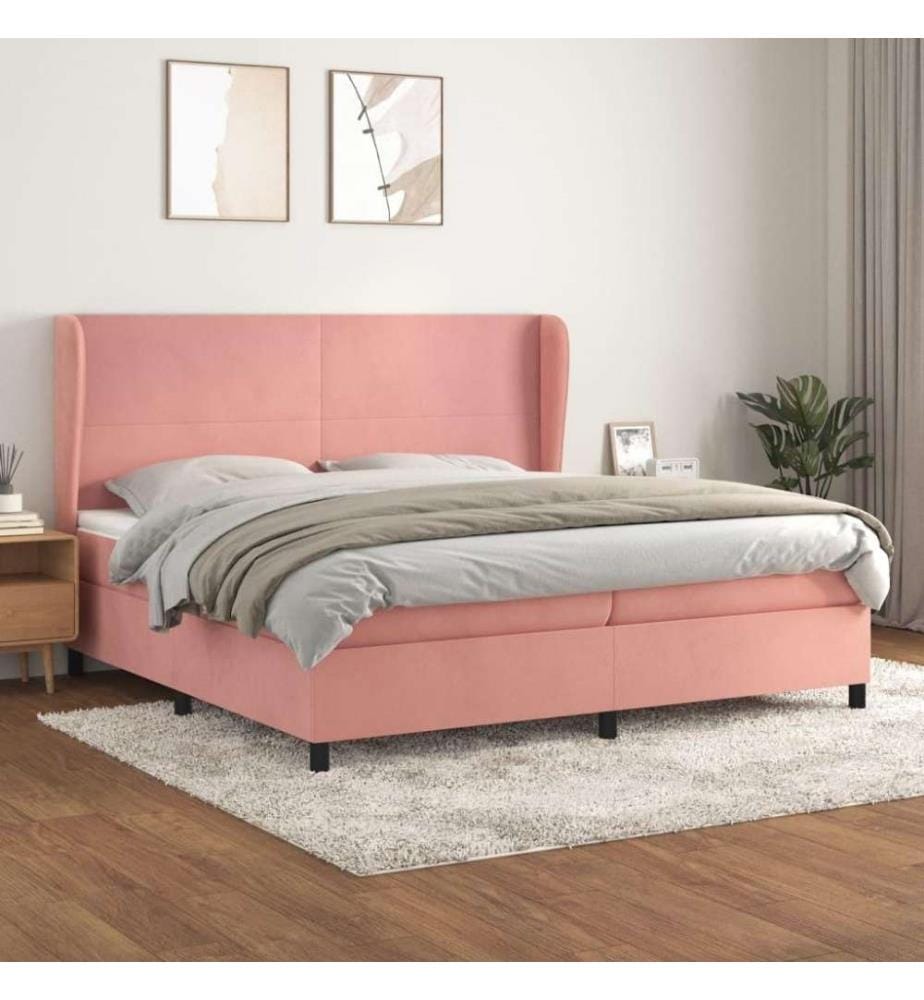Boxspringbett mit Matratze Rosa 200x200 cm Samt