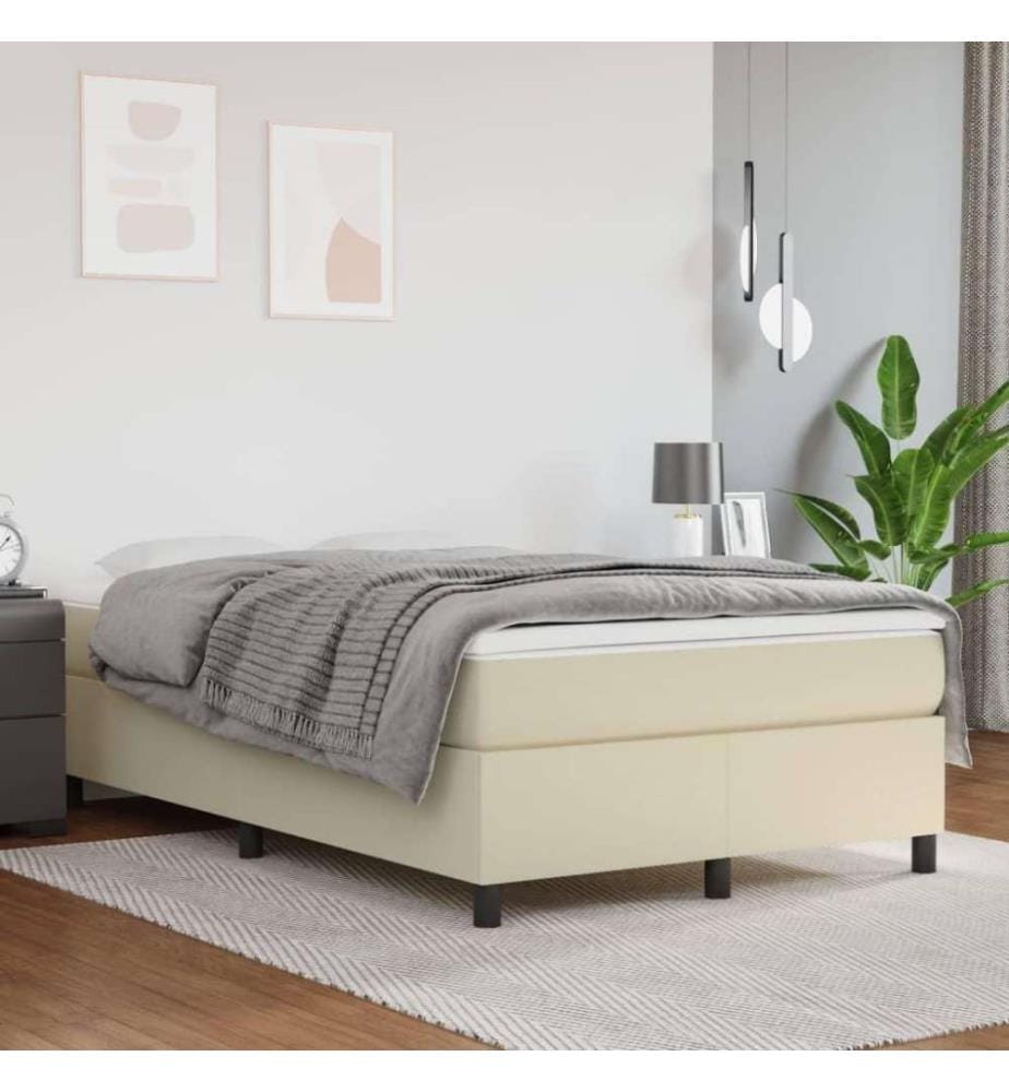 Boxspringbett Creme 120x200 cm Kunstleder