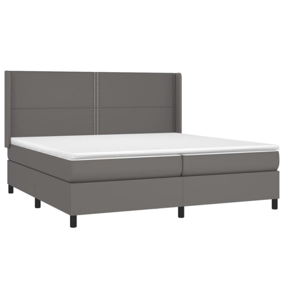 Boxspringbett mit Matratze Grau 200x200 cm Kunstleder