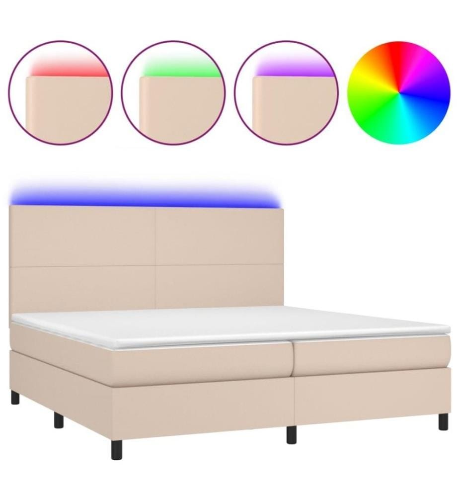 Boxspringbett mit Matratze & LED Cappuccino-Braun 200x200cm